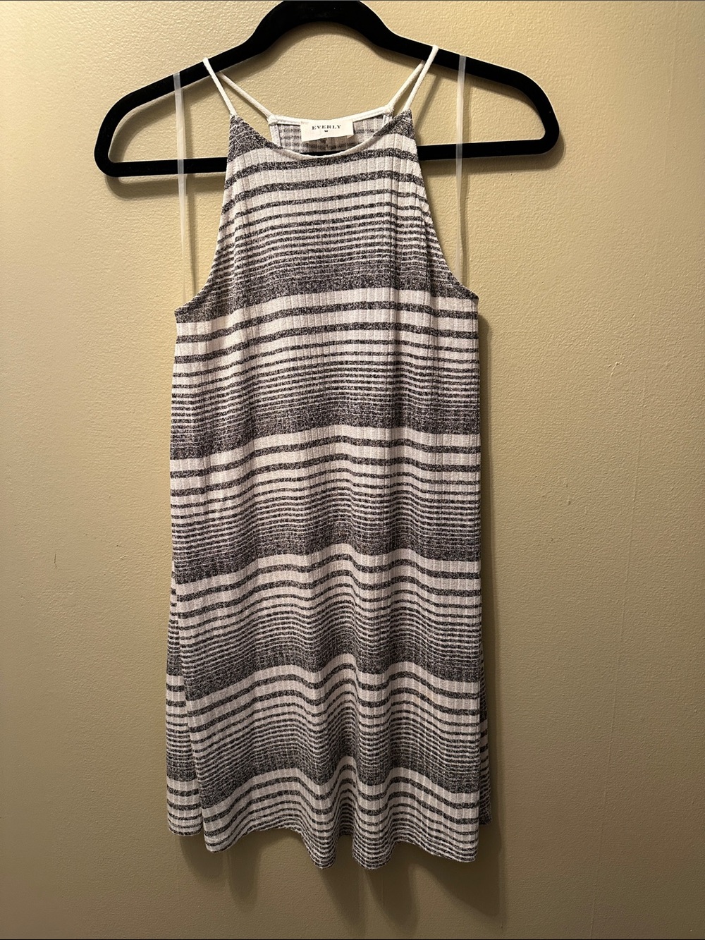 Everly Black & White Striped Halter Mini Dress